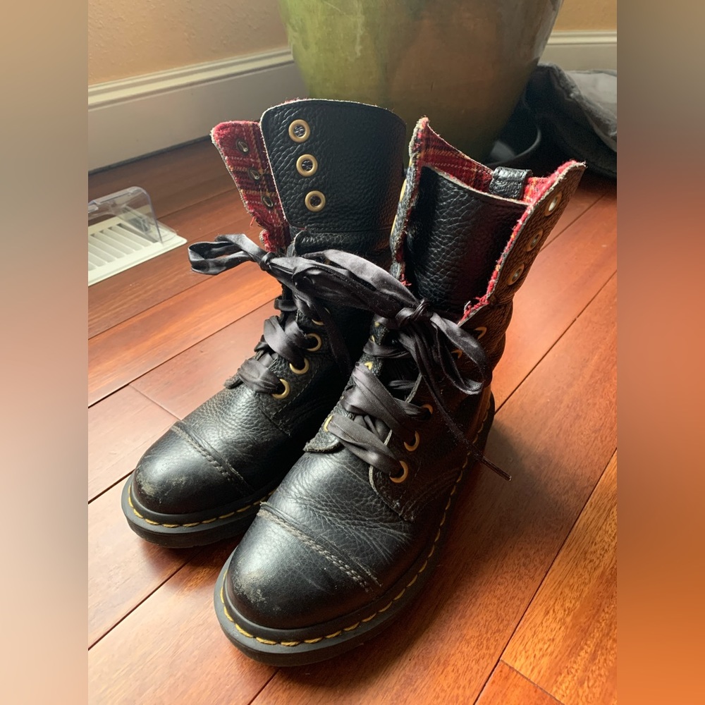 Dr. Doc Martens Aimilita Flannel~Lined Combat Boots